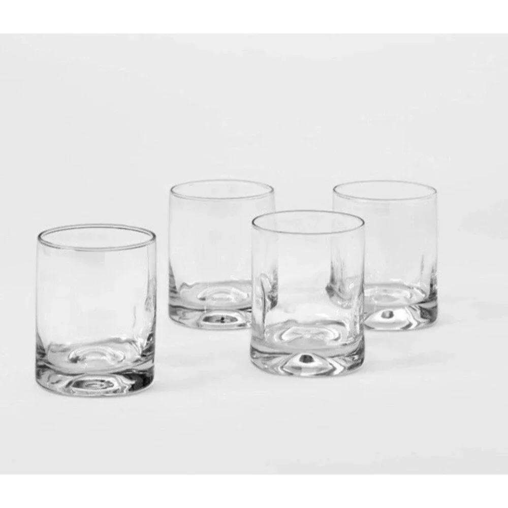NEW Threshold Telford Glass Tumblers Set of 4, 12 fl oz, Dishwasher Safe, Clear